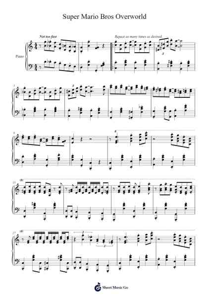 Super Mario Bros Overworld Sheet Music by Koji Kondo-Arr.Carlwilde Yonngcam