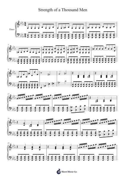Strength of a Thousand Men - Piano Solo Sheet Music by Two Steps From Hell-Arr.Bisay
