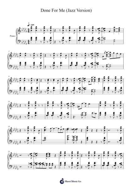 Done For Me (Jazz Version) Sheet Music by Charlie Puth-Arr.Stilkim