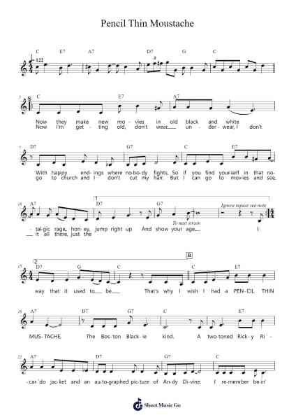 Pencil Thin Moustache Sheet Music by Jimmy Buffett-Arr.Jobnold
