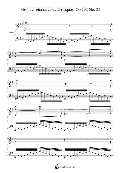 Grandes études caractéristiques, Op. 692, No. 21 Sheet Music by Carl Czerny-Arr.Jesphy Vebmons