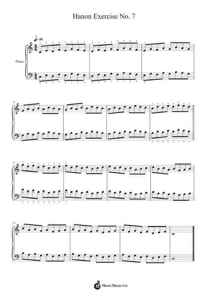 Hanon Exercise No. 7 Sheet Music by Hanon-Arr.Hudthur Simpglas