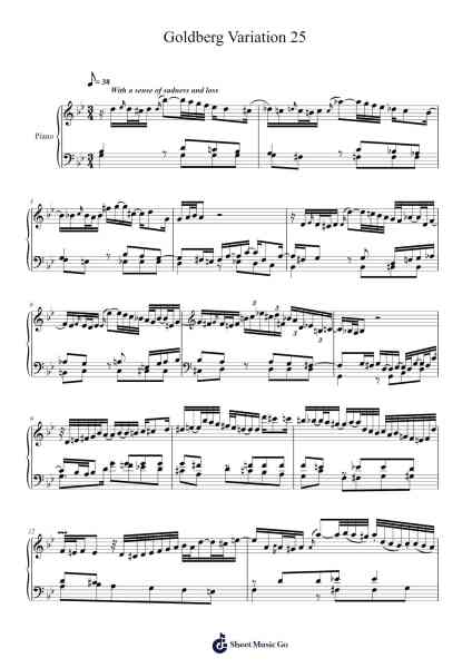 Goldberg Variations, BWV 988: Variation 25 Sheet Music by Johann Sebastian Bach-Arr.Whittrine Pruham