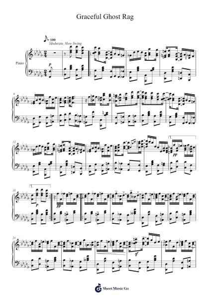 Graceful Ghost Rag Sheet Music by William Bolcom-Arr.Jactram Matphael