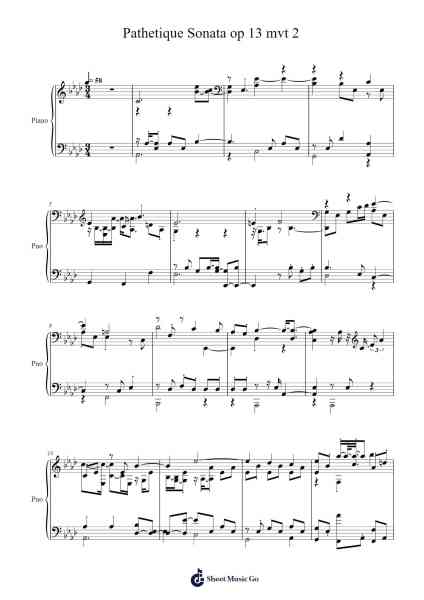 Piano Sonata No. 8 in C Minor, Op. 13 "Pathétique": II. Adagio cantabile Sheet Music by Ludwig van Beethoven-Arr.Stechill Argale