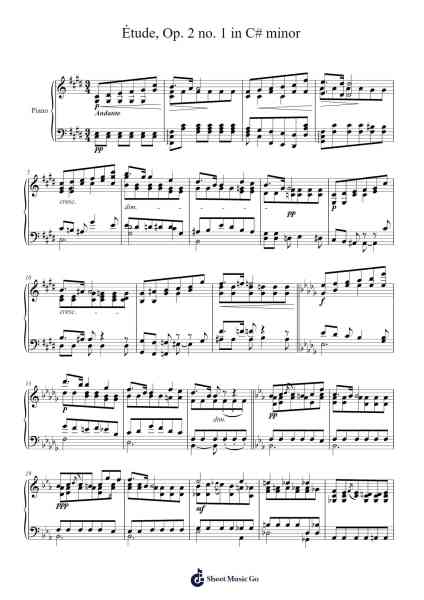 Étude in C-sharp Minor, Op. 2, No. 1 Sheet Music by Alexander Scriabin-Arr.Jecie Youngjean