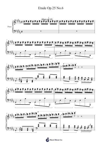 Etude in G-sharp Minor, Op. 25, No. 6 Sheet Music by Frédéric Chopin-Arr.Bropy
