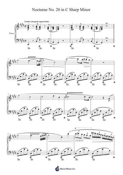 Nocturne No. 20 in C Sharp Minor, Op. posth. Sheet Music by Frédéric Chopin-Arr.Hawroll Quilrel