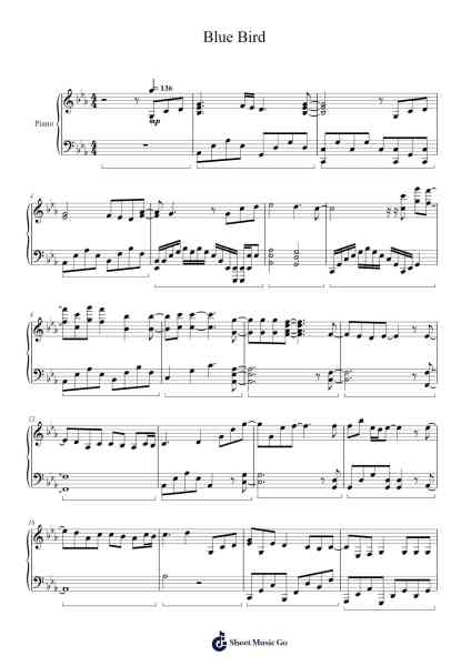 Blue Bird Sheet Music by Ikimono-Gakari-Arr.Sigwy Lorxine