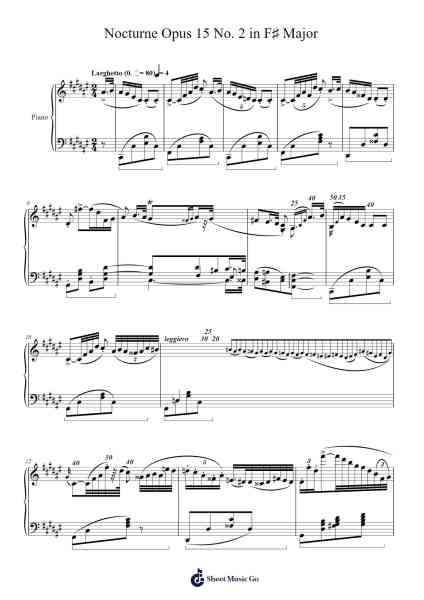 Nocturne Op. 15 No. 2 in F-sharp Major Sheet Music by Frédéric François Chopin-Arr.Dechad