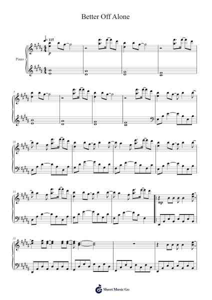 Better Off Alone Sheet Music by Alice DJ-Arr.Betbur