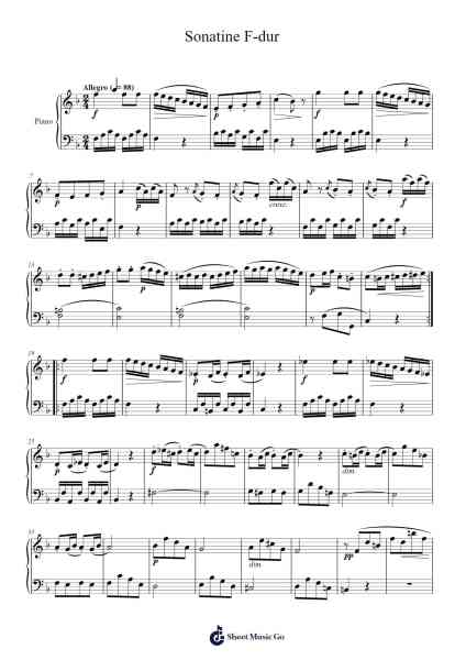 Sonatine in F Major, Anh. 5: I. Allegro assai Sheet Music by Ludwig van Beethoven-Arr.Leifclaire Frankbrooke