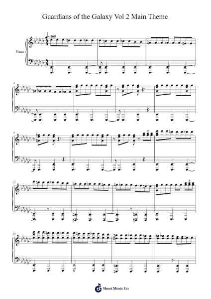 Guardians of the Galaxy Vol 2 Main Theme Sheet Music by The Sneepers-Arr.Leifres