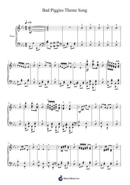 Bad Piggies Theme Song 2nd Remake Sheet Music by KobeCoe-Arr.Sodwight