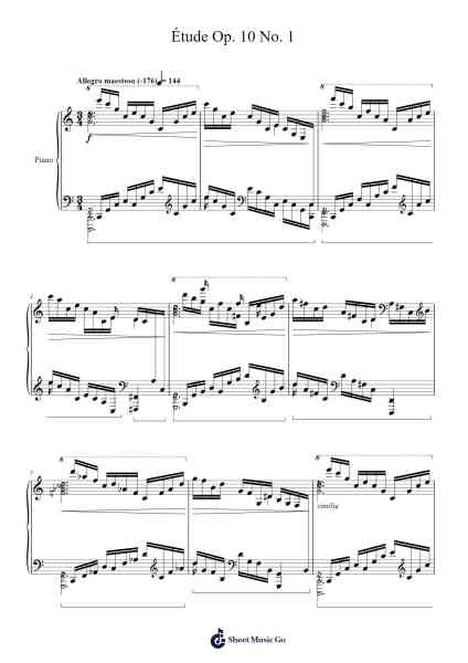 Study on Chopin's Étude Op. 10 No. 1 Sheet Music by Leopold Godowsky-Arr.Lamjane