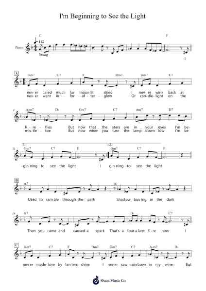 I'm Beginning to See the Light 乐谱由 Duke Ellington - 编曲 Trutor Hubno