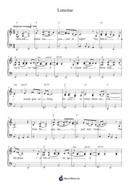 Lonestar Sheet Music by Norah Jones-Arr.Cofpert Dilgrant