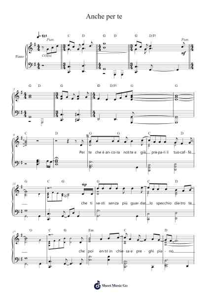 Anche per te Sheet Music by Lucio Battisti-Arr.Maudtance Waybert