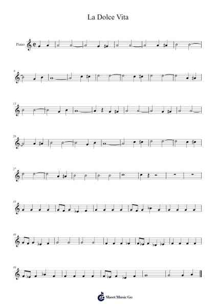 La Dolce Vita Sheet Music by Nino Rota-Arr.Hilye