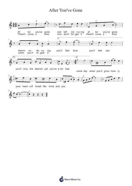 After You've Gone Sheet Music by Marion Harris-Arr.Adnest Fitzvin