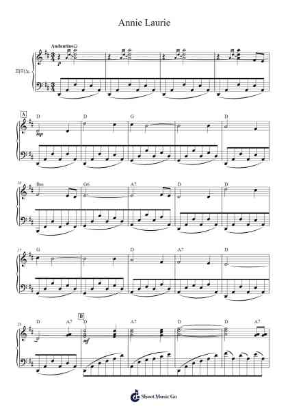 Annie Laurie Sheet Music by Lady John Scott-Arr.Gunnd