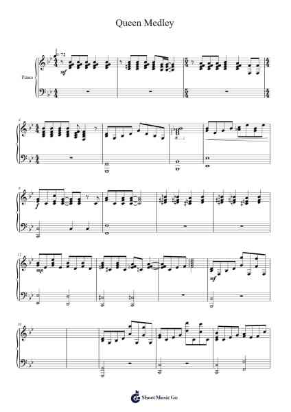 Queen Medley Sheet Music by Queen-Arr.Faithevice