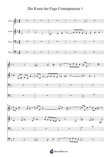 Die Kunst der Fuge, BWV 1080: Contrapunctus I Sheet Music by Johann Sebastian Bach-Arr.Eipsridge Zangphne