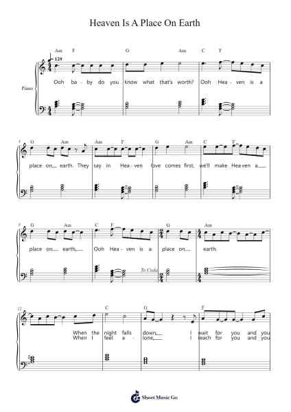 Heaven Is A Place On Earth Sheet Music by Belinda Carlisle-Arr.Malclaude
