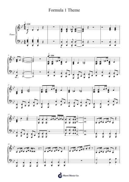 Formula 1 Theme Sheet Music by Brian Tyler-Arr.Janedo