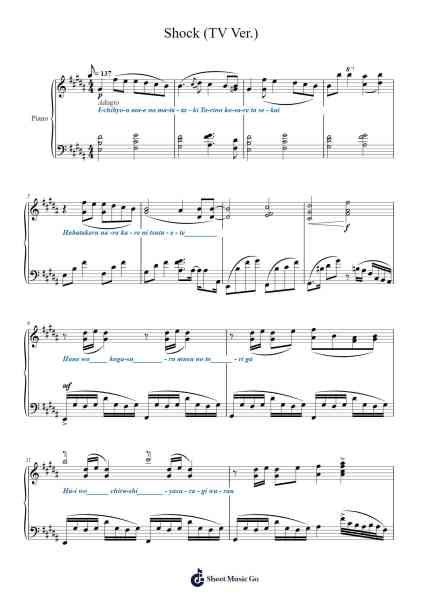 Shock (TV Ver.) Sheet Music by Yuko Ando-Arr.Dierclaude Hedwill