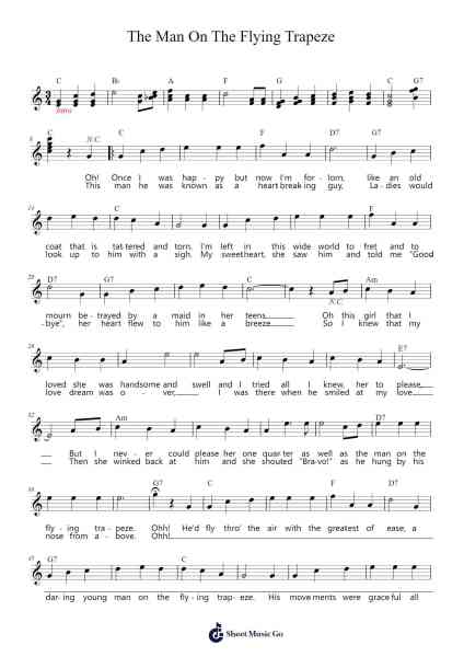 The Man On The Flying Trapeze Musica per pianoforte di Gaston Lyle - Arr.Zoetricia Smedsibyl