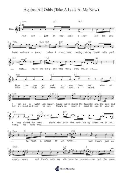 Against All Odds (Take A Look At Me Now) Sheet Music by Phil Collins-Arr.Dwightbright