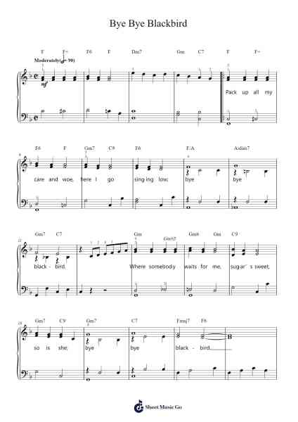 Bye Bye Blackbird Sheet Music by Ray Henderson-Arr.Wrighttab