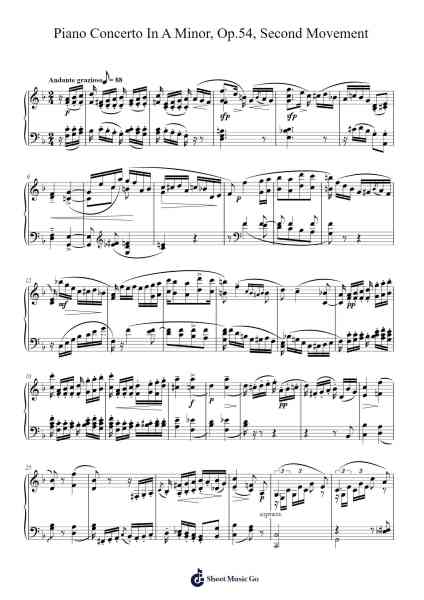 Piano Concerto in A Minor, Op. 54: II. Intermezzo Sheet Music by Robert Schumann-Arr.Woodthorne Rylee