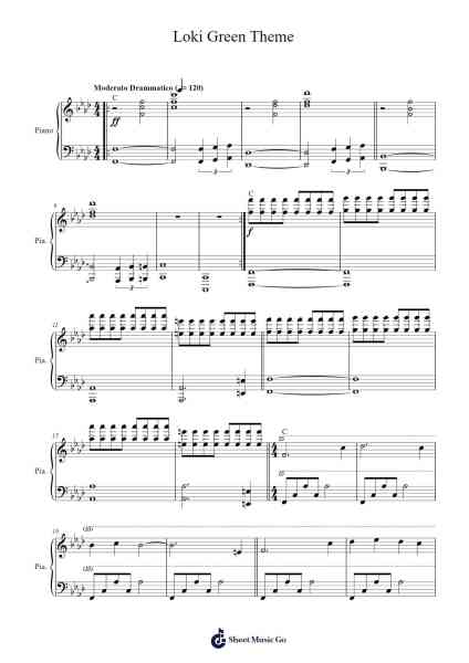 Loki Green Theme Sheet Music by Natalie Holt-Arr.Pullzie Willmiles