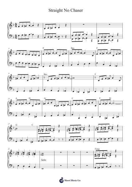 Straight No Chaser Sheet Music by Thelonious Monk-Arr.Kelniell Bircer