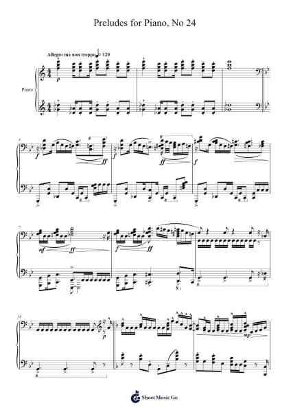 Preludes for Piano, No 24 Sheet Music by Manlass-Arr.Eveken Dougloyd