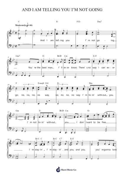 And I Am Telling You I'm Not Going Sheet Music by Glee Cast-Arr.Suwright Wardgiles