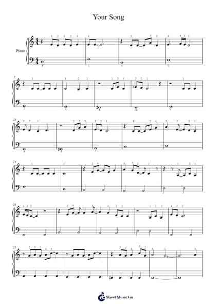 Your Song Sheet Music by Elton John-Arr.Bysey Truwood