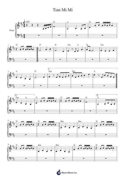 Tian Mi Mi Sheet Music by Teresa Teng-Arr.Windict