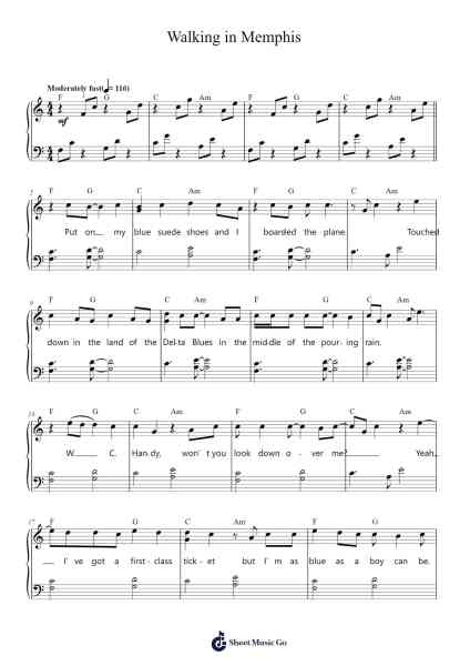 Walking in Memphis Sheet Music by Marc Cohn-Arr.Lynchric