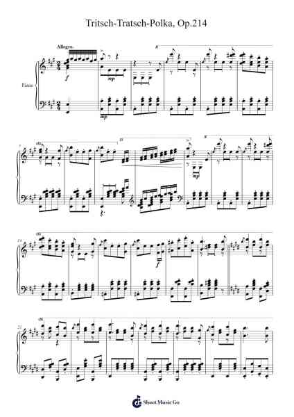 Tritsch-Tratsch-Polka, Op. 214 Sheet Music by Johann Strauss II-Arr.Wildeh Francesgrace