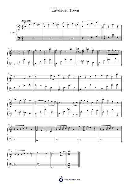 Lavender Town Sheet Music by Misc Computer Games-Arr.Manpiers
