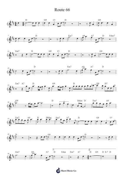 Route 66 Sheet Music by Nat King Cole-Arr.Chloekeats