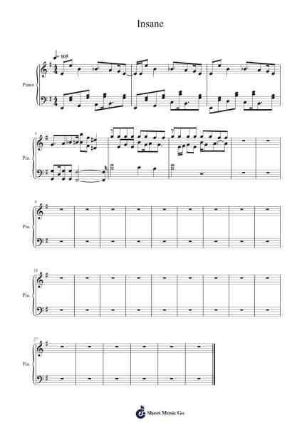 Insane Sheet Music by Black Gryph0n-Arr.Xefunk Huttrick