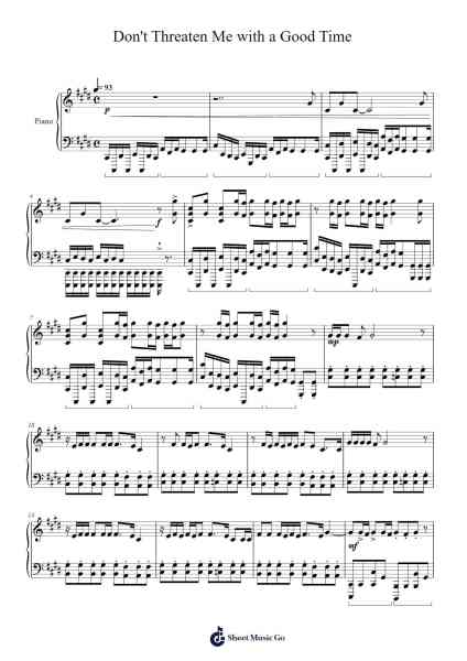 Don't Threaten Me With a Good Time Sheet Music by Panic! At The Disco-Arr.Popnis Drewtience