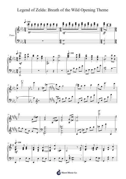 Legend of Zelda: Breath of the Wild Opening Theme (Sorta) Sheet Music by Koji Kondo-Arr.Graycie Scob