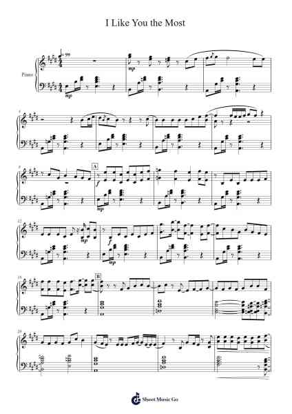I Like You the Most Sheet Music by VARINZ PONCHET-Arr.Stechill Argale