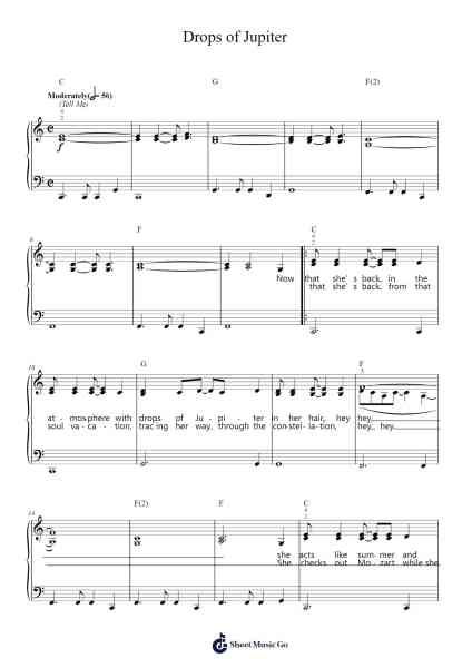 Drops of Jupiter Sheet Music by Train-Arr.Danchloe