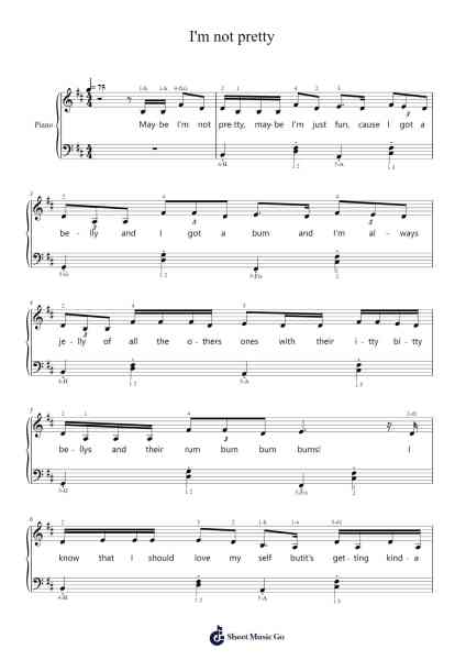 I'm not pretty Sheet Music by Jessia-Arr.Geward Mansloyd